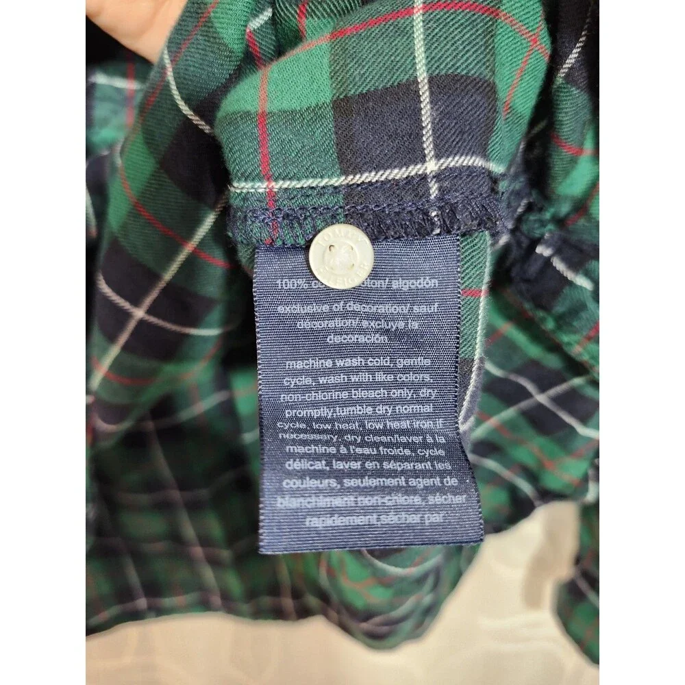 Tommy Hilfiger Women’s L Button Up Blue/Green Plaid Long Sleeve Preppy